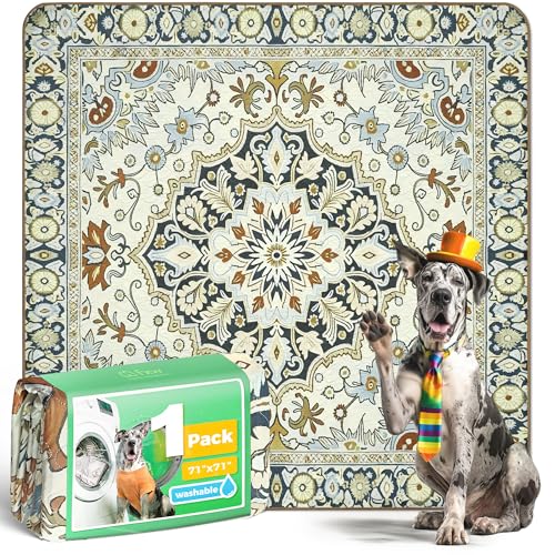 Image of FXW Washable Pee Pads for Dogs, Puppy Pads with Super Absorbent, Specifically Designed for FXW Rollick /Homeplus 32 /40 /45inch 8 Panels Dog Playpen, 71 inch Square, Boho Beige, 1 Pack