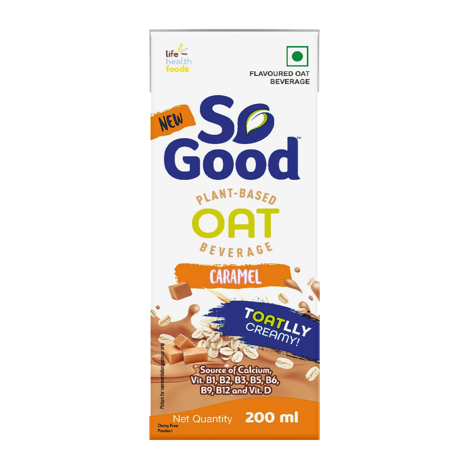Plant Based Oat Beverage Caramel Flavour 200 mL | Lactose Free | No Preservatives | Zero Cholesterol | Dairy Free| Source of Calcium & Vitamins