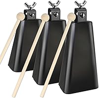 Vista 8 de Cencerro de acero con palo, de metal para hacer ruido, campanas de vaca de percusión para batería (4 pulgadas)