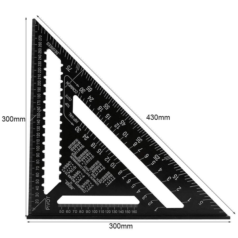 BE-TOOL Measuring Ruler, 12 Inch Aluminum Alloy Triangle Ruler Protractor High Precision Measuring Tool for Engineer Carpenter - Image 2