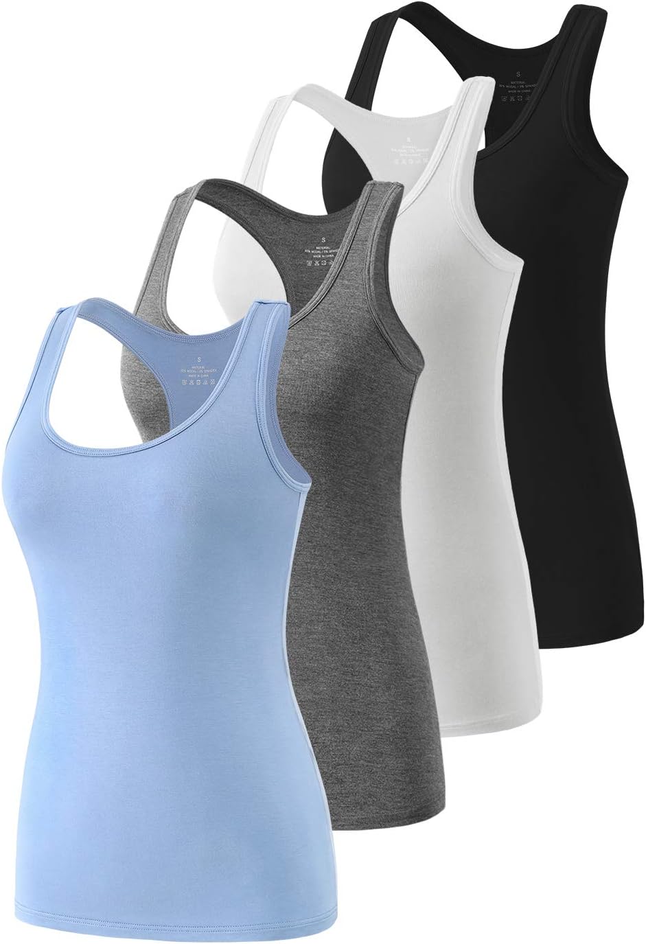 Star Vibe Racerback Workout Tank Tops for Women Basic Athletic Tanks Yoga Shirt Sleeveless Exercise Tops 4 Pack