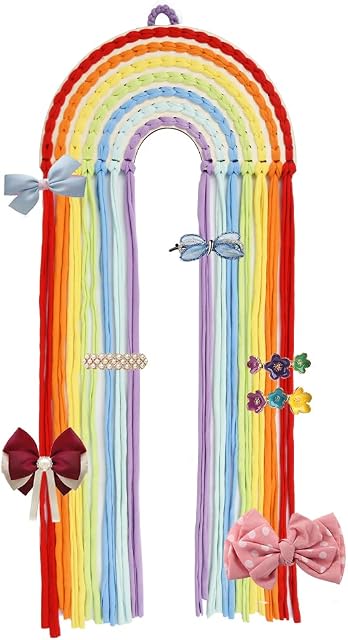NA Rainbow Macrame Wall Hanging Colorful Woven Tapestry 54X24cm Kids Room Wall Tapestry Macrame Wall Hanging Decor Wall Hanging Decoration Rainbow Hanging Ornament