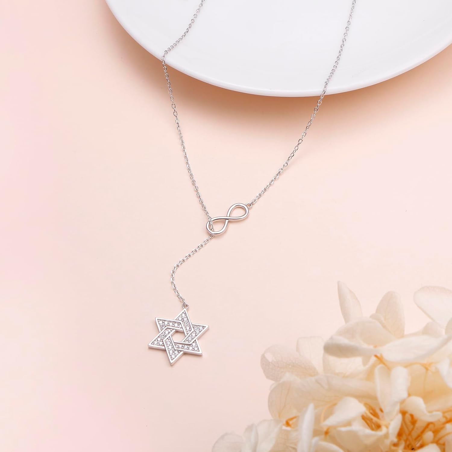 S925 Sterling Silver Star of David Necklace Y Chain Jewish Star Gift Jewelry for Men Women