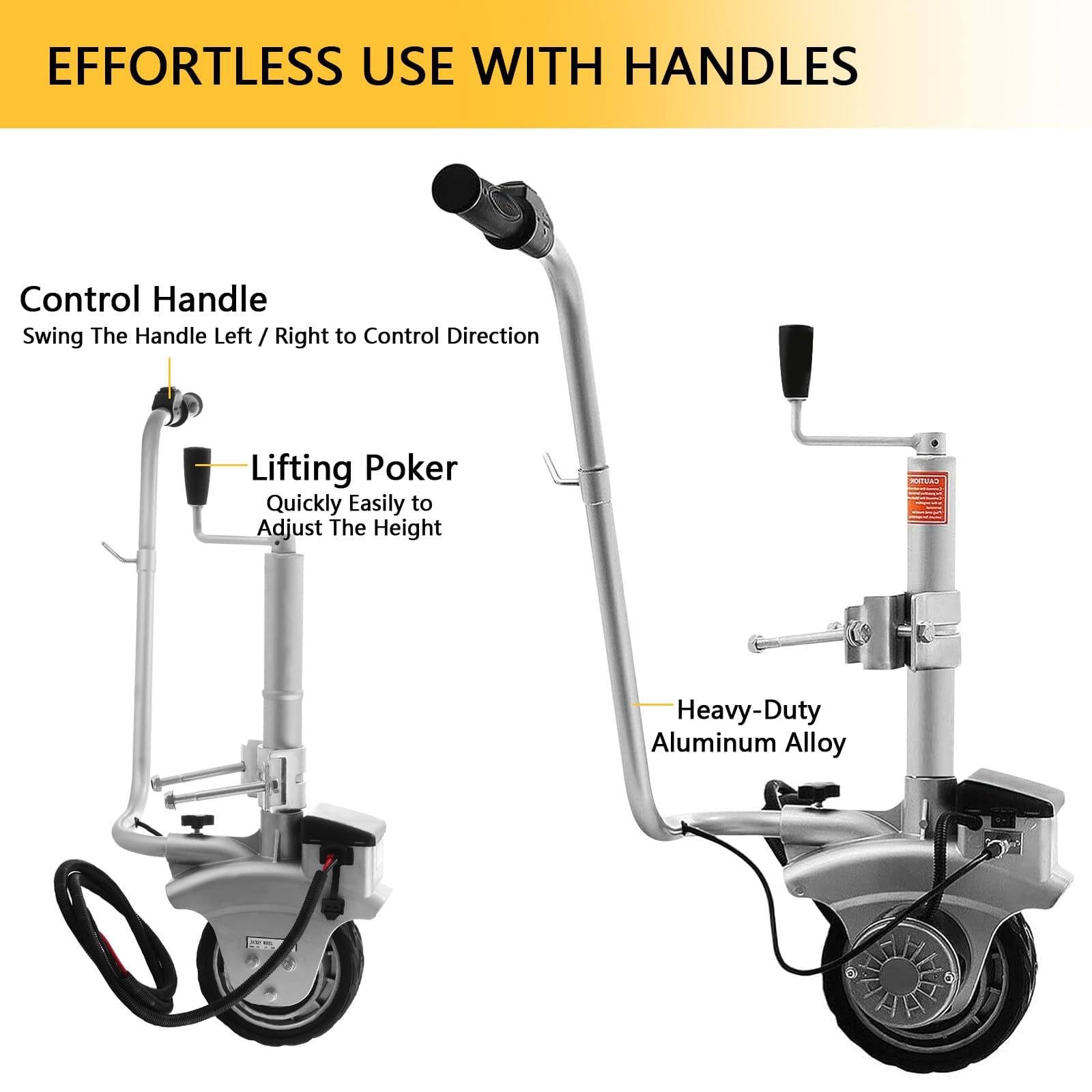12v/350w Motorised Pillar Wheel, Electric Trailer Mover, Max Load 2200kg, Power Mover,Trailer Jack for Camper Boat Trailer