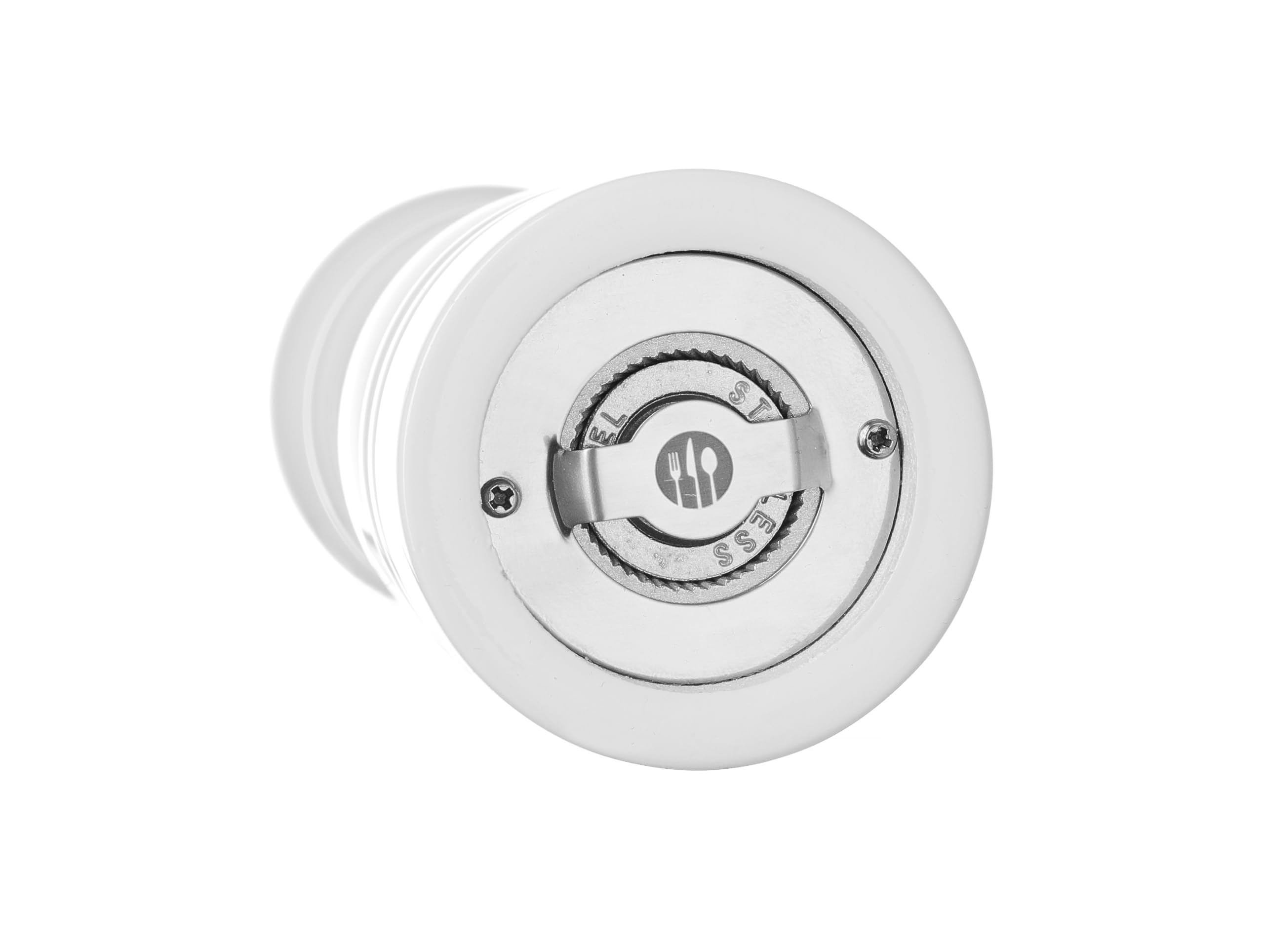 HENDI Macinasale, con meccanismo di macinazione in ceramica (bavature) – non corrosivo (adatto al sale), manuale e regolabile con manopola, ø55x(H)215mm, legno, bianco, finitura lucida