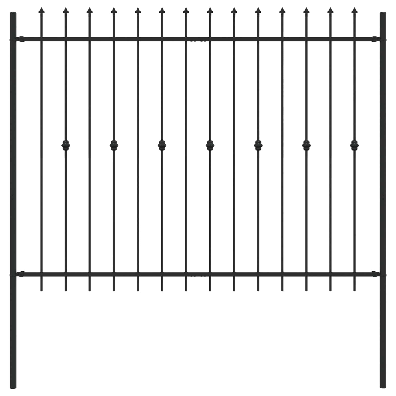 Spike Fence Asten Black 200 x 200 cm Powder-Coated Steel Garden Fence Panel with Spear Top, Rust-Resistant Outdoor Security Barrier for Driveway and Yard Decoration, Easy Assembly Interlocking Design