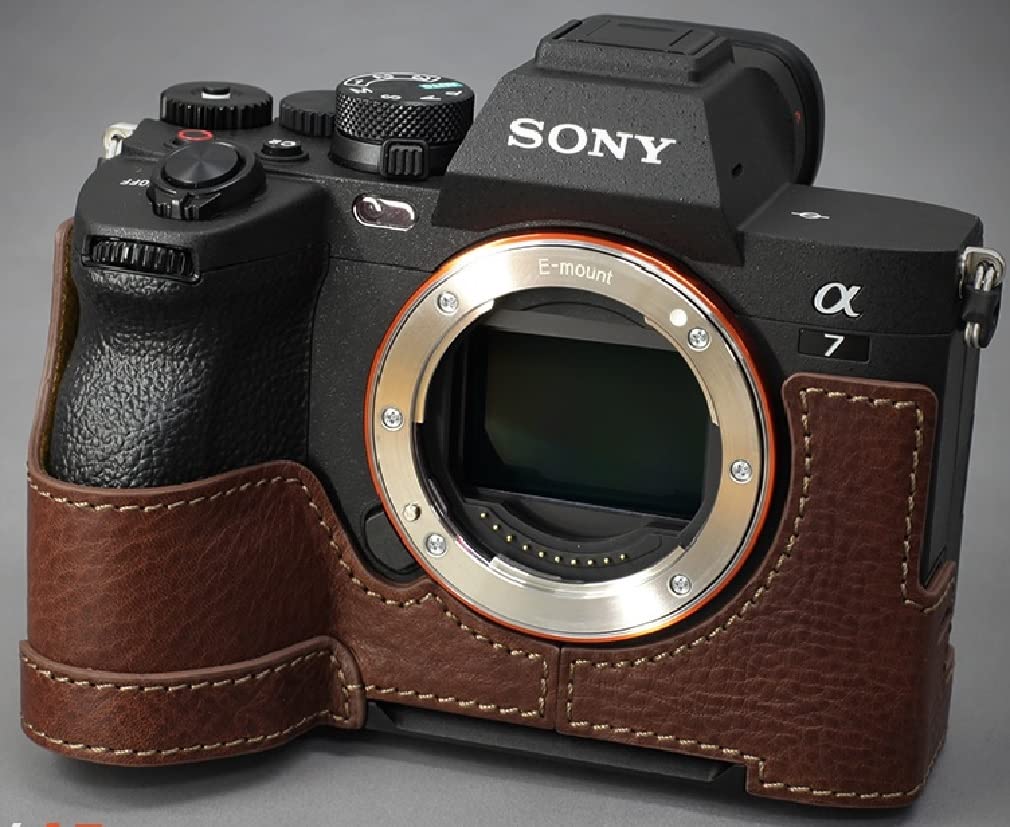LIM'S Genuine Leather Camera Half Case & Dovetail Plate for Sony A7IV A7M IV A7M4 A7 Mark IV A7RV A7R5 Case Cover (Brown)
