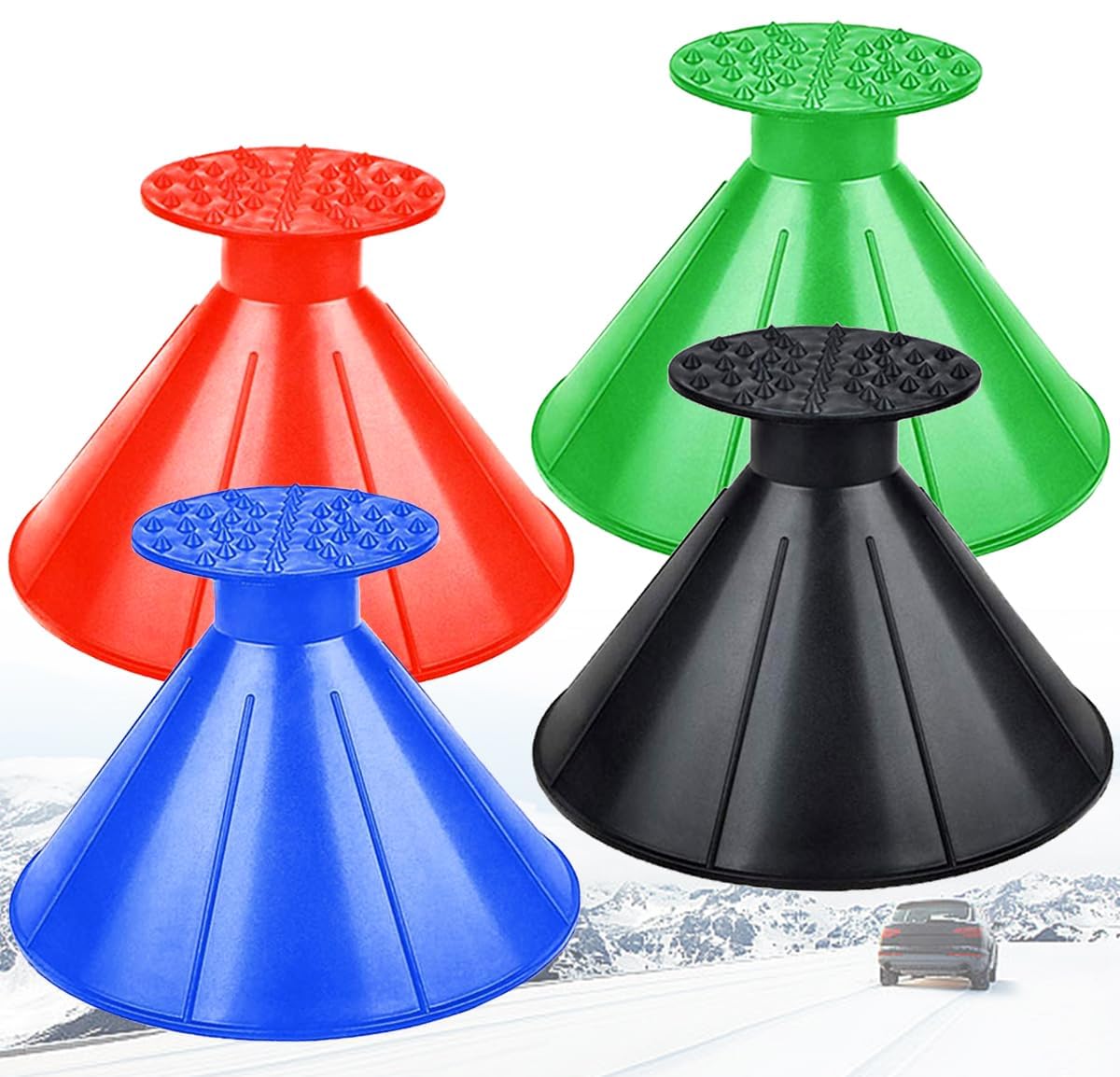 4pcs Magic Ice Scraper,Magical Car Ice Scraper,Ice Scraper for Car Windscreen,Cone Ice Scraper