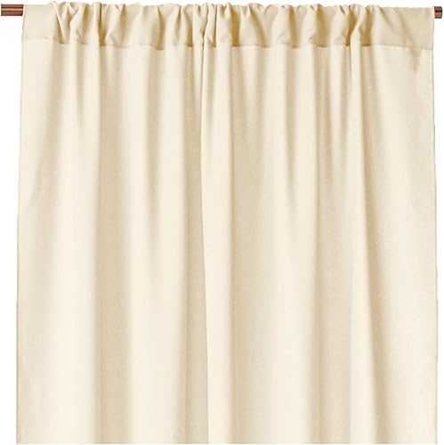 Miniatura 5 de LA Linen paquete de dos telones de popelina con poliéster de 96 pulgadas de alto x 58 pulgadas de ancho. Fabricado en Estados Unidos.