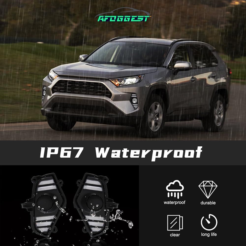 LED Daytime Running Light For Toyota RAV4 2019-2022 Tri-Colors Light Kit with Halogen Fog Lamp Bulbs For Rav4 Front Bumper Fog Lights