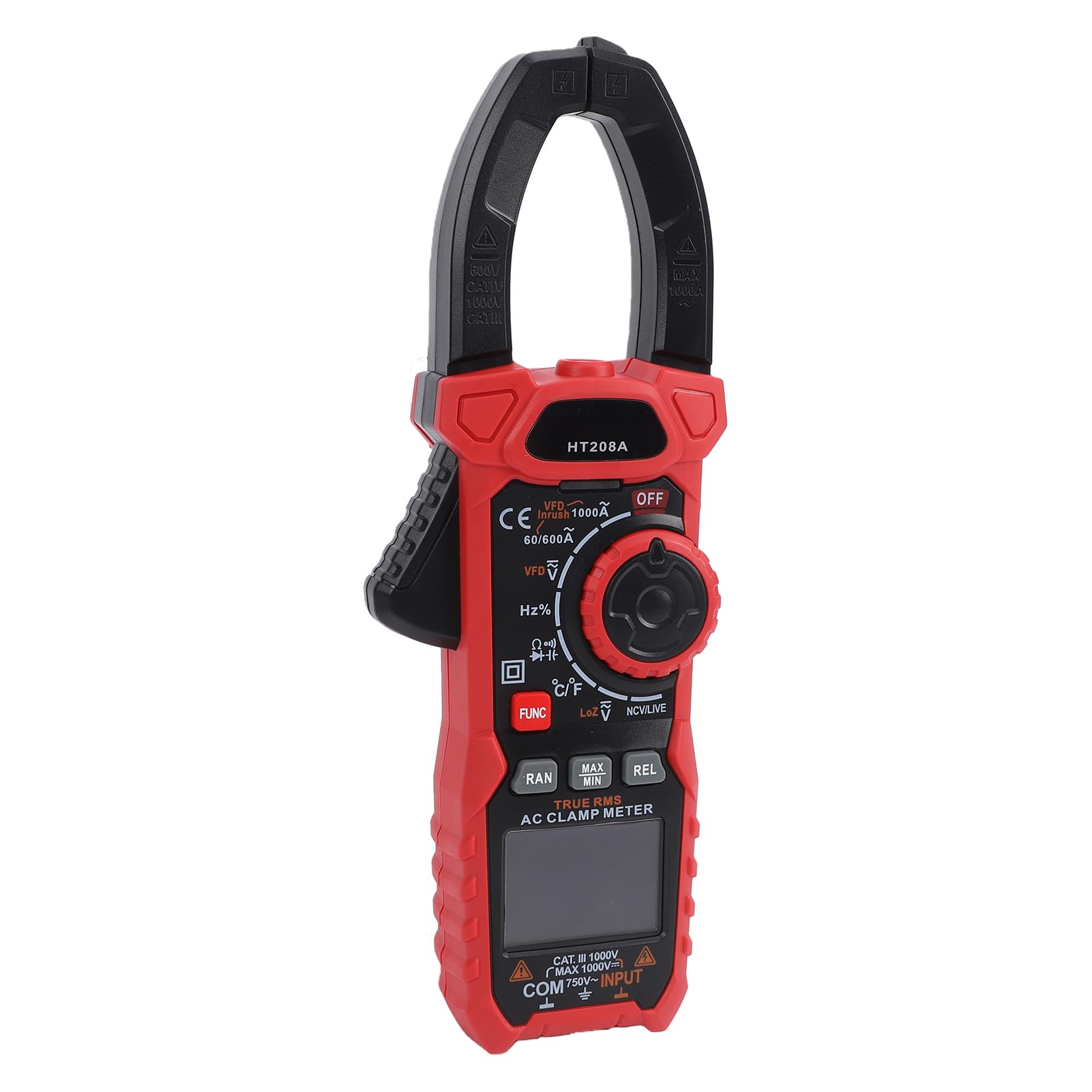 GOWENIC Cyfrowy Multimetr Cęgowy, Tester NCV Zliczający 6000 zliczeń, Miernik Cęgowy AC DC o średnicy 40 Mm z Napięciem, rezystancją, pojemnością, temperaturą, częstotliwością, Cyklem Pracy, (HT208A