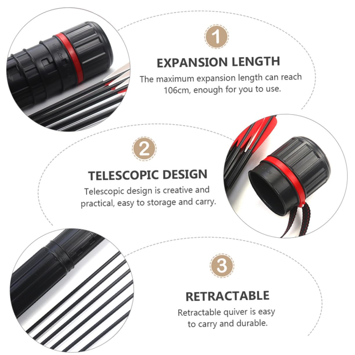 OHPHCALL 2pcs Telescopic Arrow Pp Material Storage Tube for Outdoor Hunting Practice