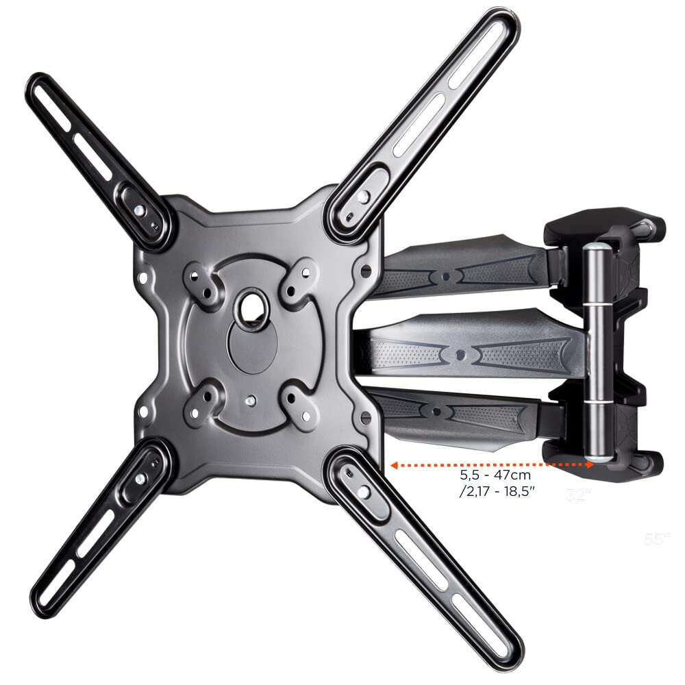 celexon TV- Soporte de Pared Adjust-SRT55470-32-55'' - 55-470mm de Distancia a la Pared - VESA 400x400 - hasta 50kg - inclinable y Giratorio - Soporte de Pared para TV