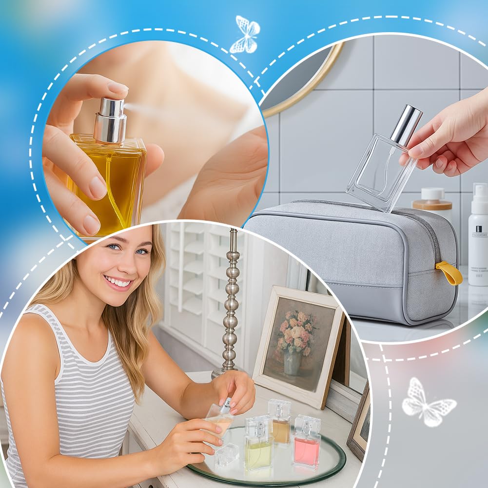 PH PandaHall 10pz Bottiglie di Profumo in Vetro Vuote 30ml Bottiglie Spray da Viaggio Ricaricabili Atomizzatore di Profumo Trasparente per Contenitore di Olio Essenziale da Viaggio