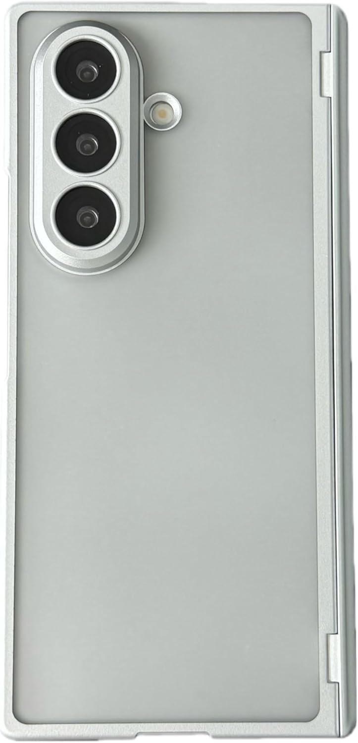 Case for Samsung Galaxy Z Fold 7 with Hinge Protection, Built-in Protector, Slim Fit Translucent Frosted Back Shockproof Hard Case (Titanium Gray)