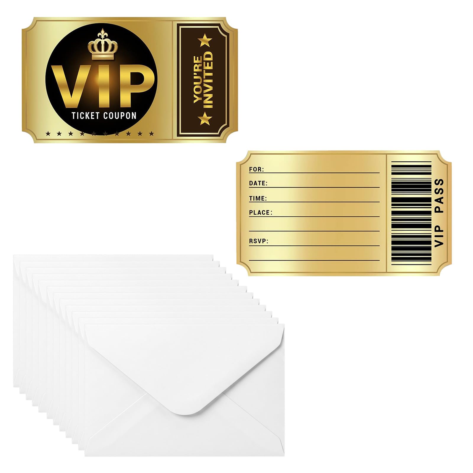 24 Set VIP Invitations Double Sided Movie Birthday Party Invitation Cards with Envelopes for Girls Ladies Women (24, gold)