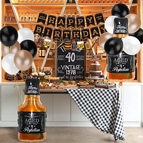 Whiskey Birthday Party Decorations, Aged to Perfection Birthday Party Supplies Whiskey Birthday Banner Garland, Whiskey Cake Toppers, White Black Champagne Gold Balloons 4 Whiskey Birthday Party Decorations, Aged to Perfection Birthday Party Supplies Whiskey Birthday Banner Garland, Whiskey Cake Toppers, White Black Champagne Gold Balloons - Image 5
