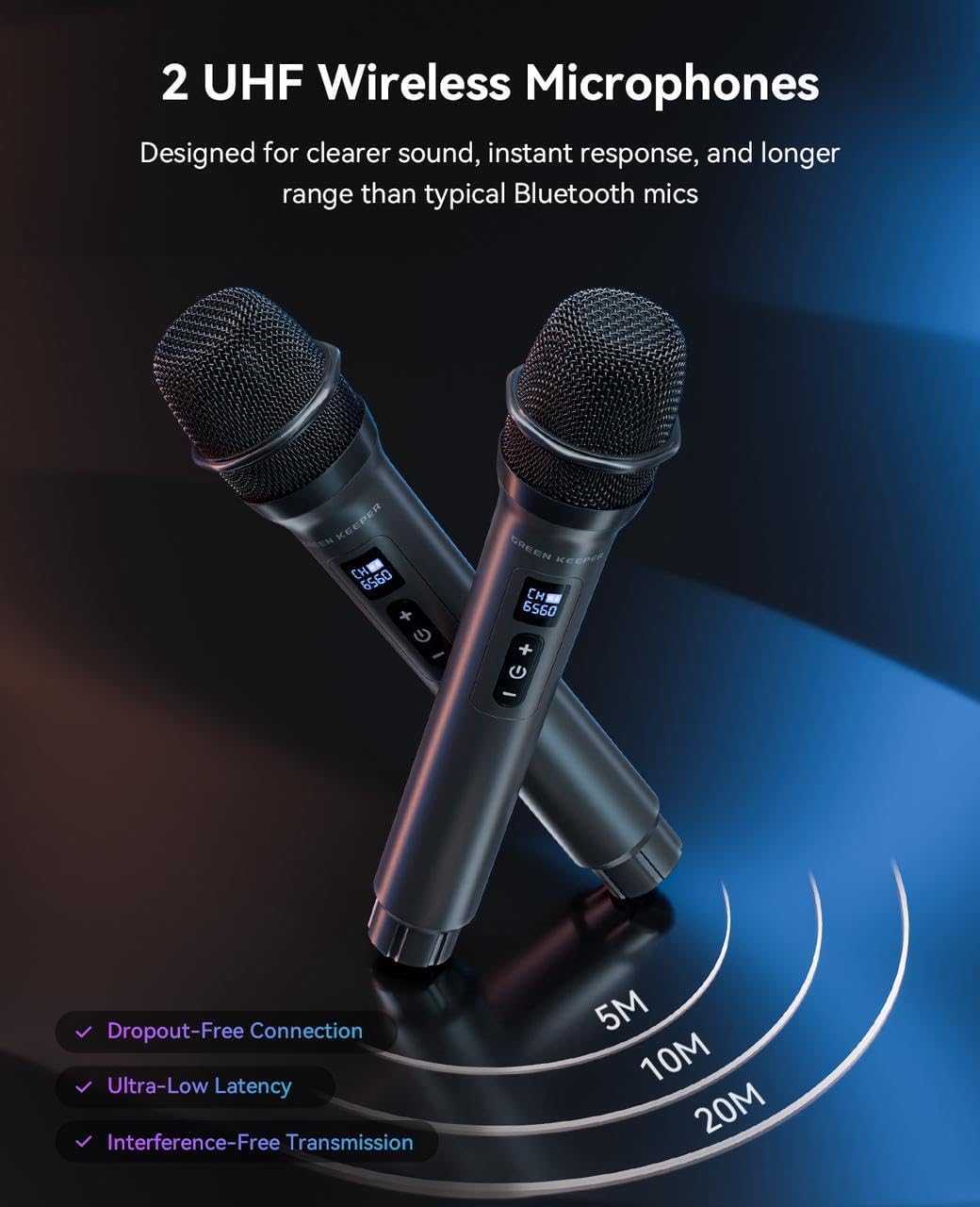 GKD80 Karaoke Machine for Adults with 2 Wireless UHF Microphone, 600W Peak Bluetooth Speaker with Dual 8'' Subwoofers, Portable Party Speaker with RC/Wheels for Singing/Outdoor Events/Speaking thumbnail