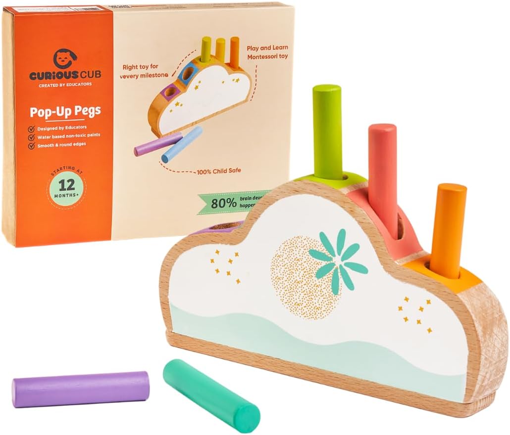 - Curious Cub Montessori Pop-Up Toy | Educational Learning Toys for Early Development for Toddlers | Fine Motor Skills & Color Matching Puzzle | 6 Months to 2 Years Kid