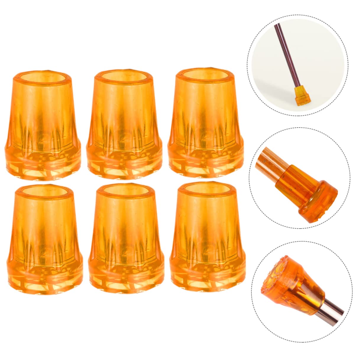 NOLITOY Climbing Cane Foot Cover 6pcs Non-Slip Crutch Tips Replacement for Trekking Poles Anti-Skid Pad for Walking Sticks Easy to Install