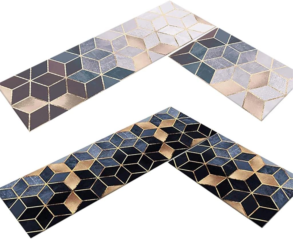 Kitchen Mat Anti-Skid and Oil-Proof Household Full Carpet Long Strip Waterproof Mat Can Be Wiped No-Clean(D,40 x 120 cm)