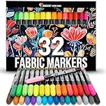 Zenacolor 32 Fabric Markers Pens - Non Toxic, Indelible and Permanent Fabric Paint Pens - Fine Point Tip Textile Marker Pen
