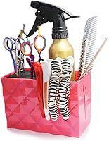 Vista 8 de Uonlytech Soporte para tijeras de peluquería, caja de almacenamiento de herramientas de corte de pelo rosa, organizador de tijeras de peluquería