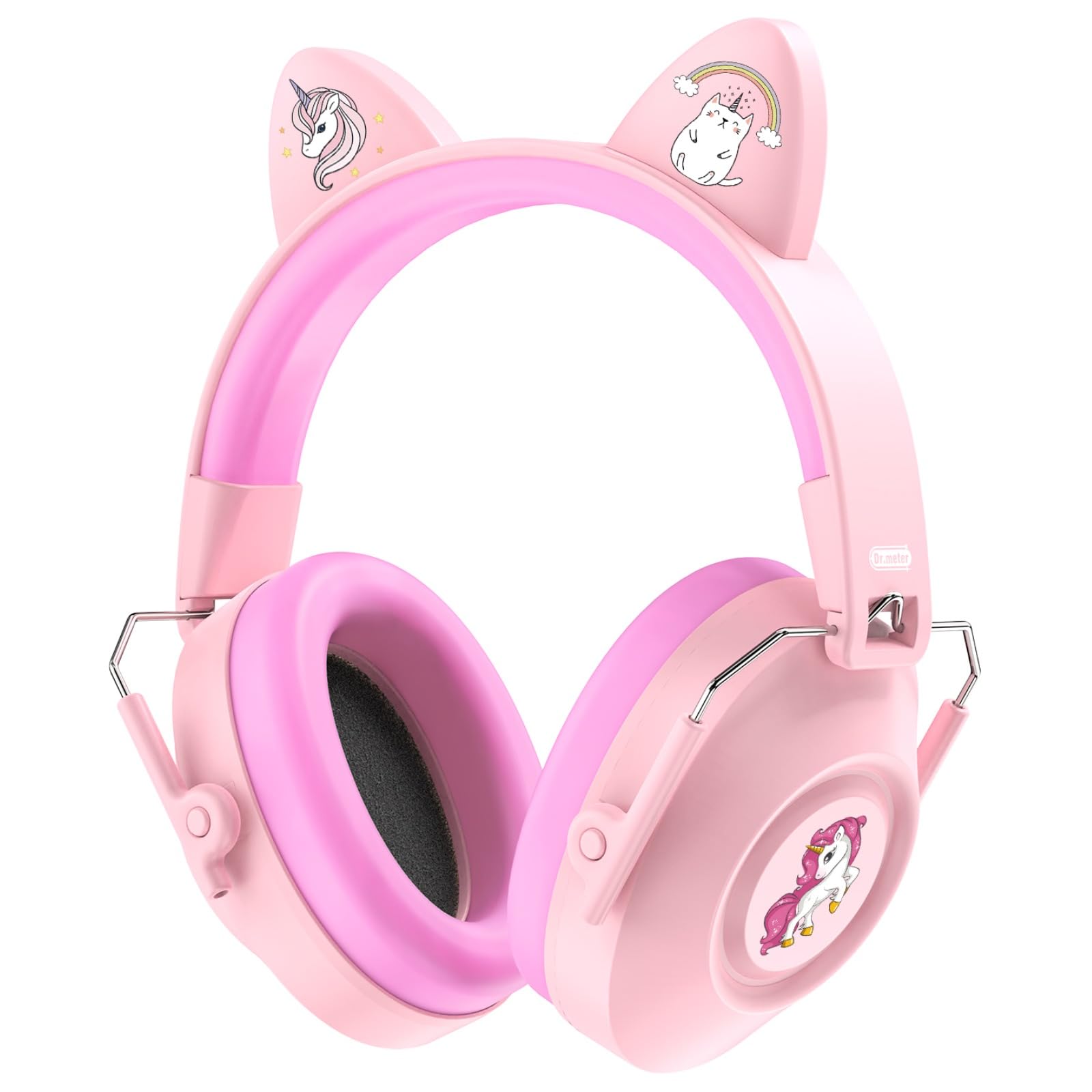 Dr.meter Noise Cancelling Headphones for Kids, 32 SNR Cute Cat Ear