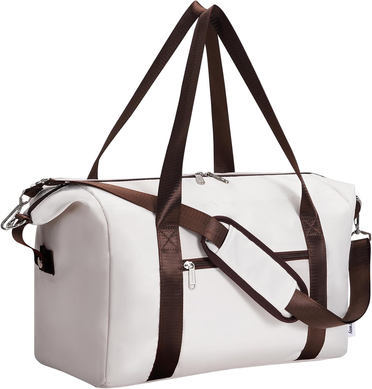 Narwey for Ryanair Cabin Bag 40x20x25 Underseat Ryan Air Bag Foldable Travel Duffel Hospital Bag Carry on Luggage Holdall Weekend Overnight Bag for Women and Men 20L (Beige with Dark Brown Straps)