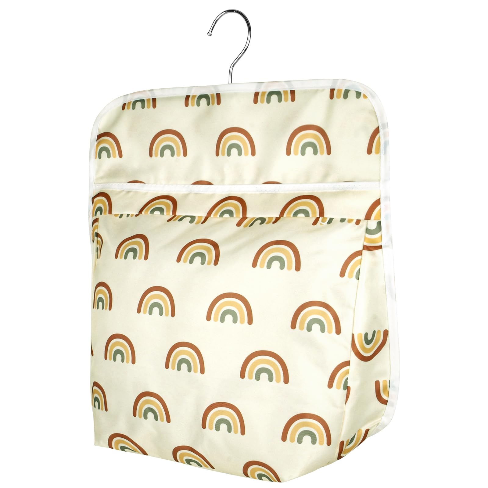 Vicloon Peg Bag, Clothes Pegs Bag with Hook, Easy Hanging Hook, Storage, High Capacity (Rainbow), Light Yellow, 30 cm x 26 cm