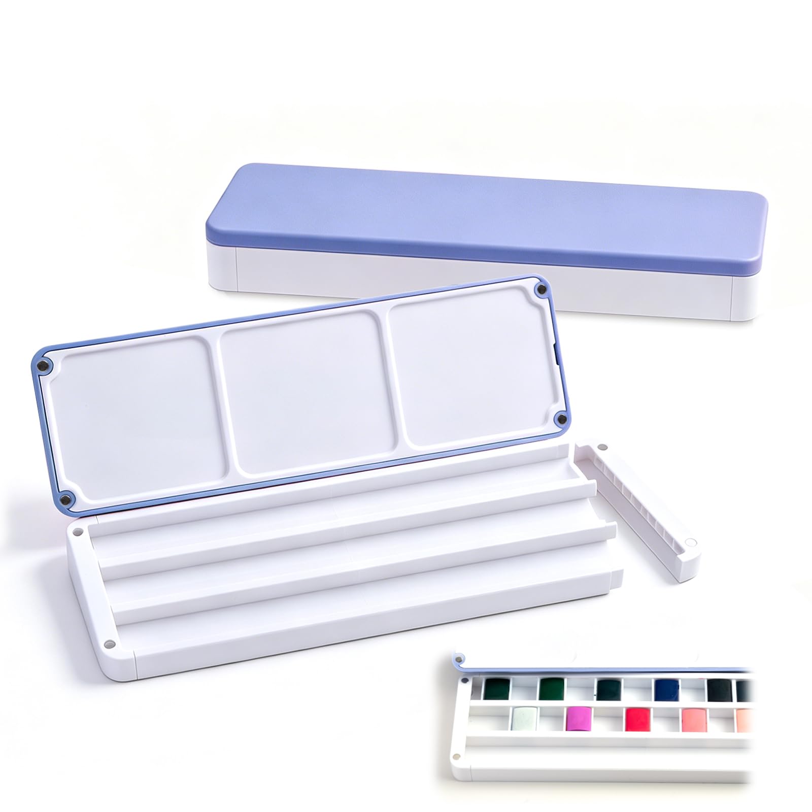 SEAMIART Stackable Empty Watercolor Paint Palette Box with Magnetic 1 Layer