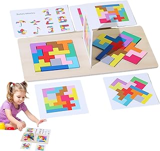 Comprar Puzzles Set, Tangram Puzzle Game, Intelligence Puzzles, Wooden Brain Puzzle Game, Wooden Tangrams Puzzles Block Two-Player Geometric Brain Teaser, Geometric Blocks Brain Teasers for Boys Girls 3-5
