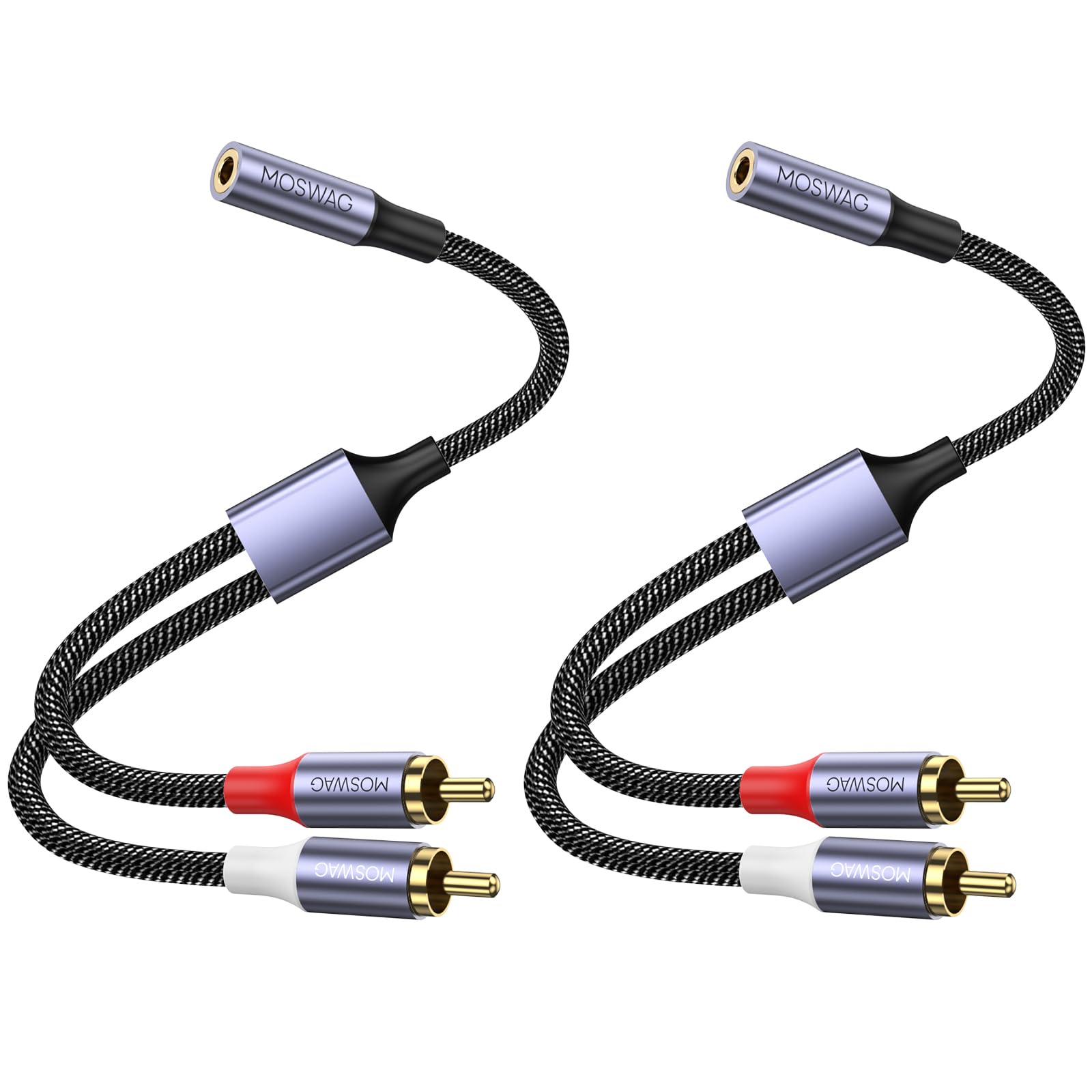 MOSWAG RCA-kabel, stereo audio-jackstekker, 3,5 mm, mannelijk naar 2