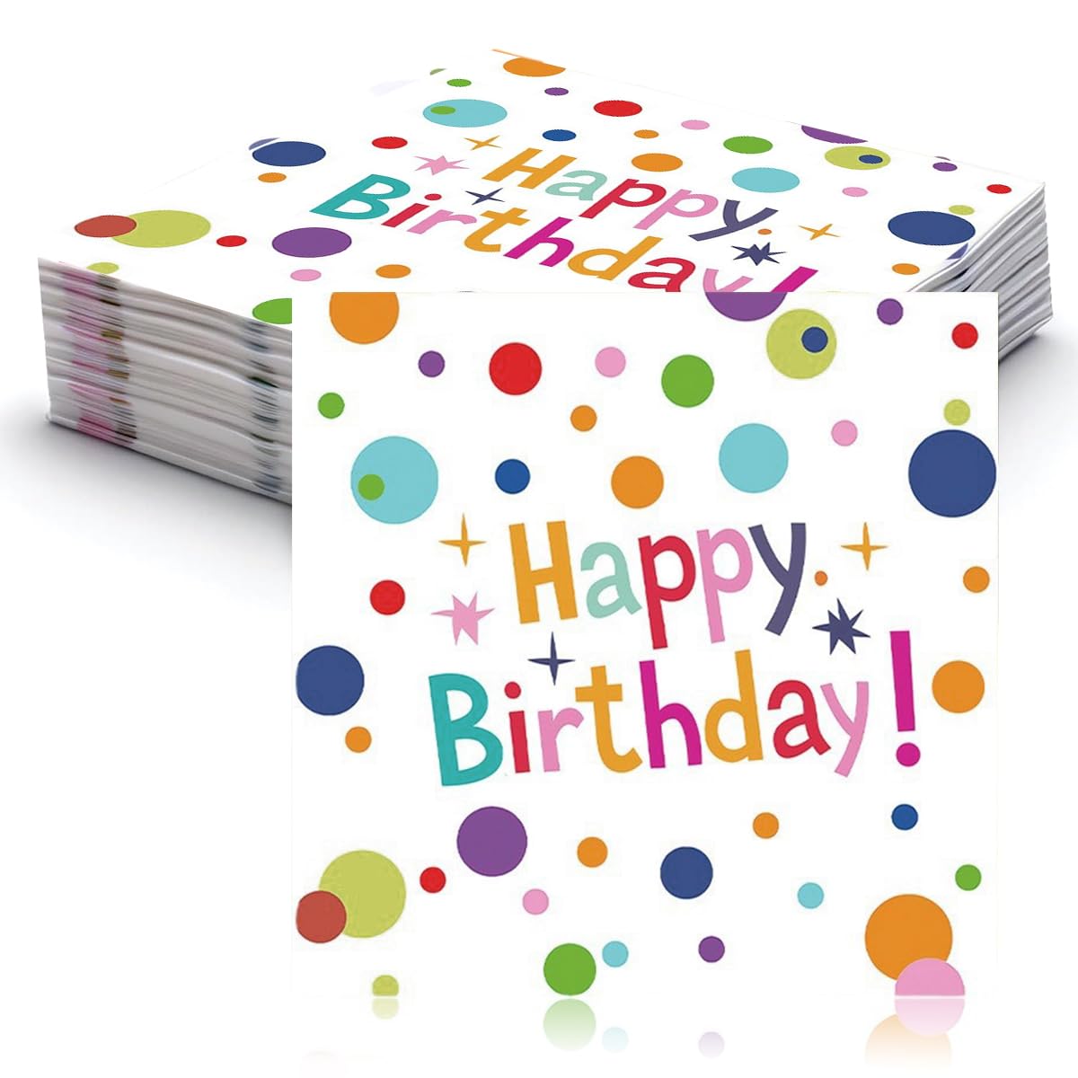 Garegce 40PCS Birthday Napkins, Happy Birthday Table Napkins Soft Cheerful Paper Serviettes Pattern for Party Decorations, Kids or Adults' Celebrations Picnic Guests Dinner Special Occasions — image 1