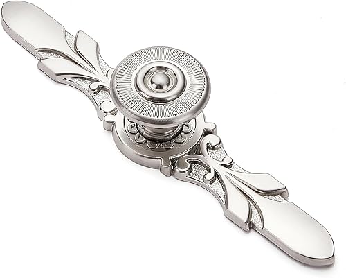 Aandxomk- Juego de 10 pomos para gabinete de cocina, pomos de níquel cepillado de 5.8 pulgadas con placas, perillas y placas para accesorios de