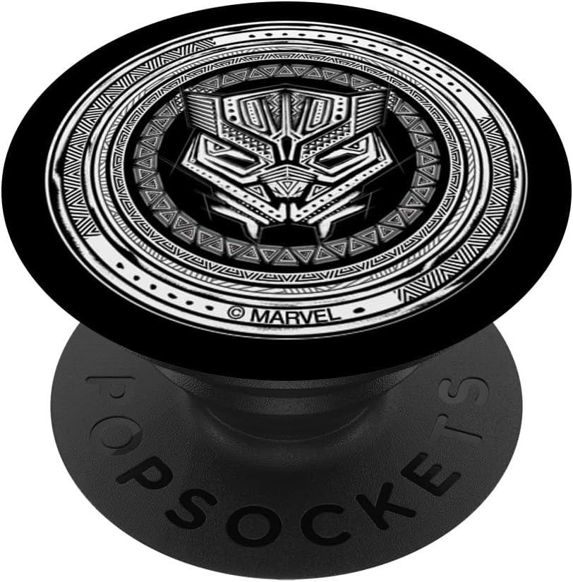 Marvel Black Panther King T’Challa Black White Wakanda Print PopSockets MagSafe PopGrip for iPhone