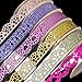 Washi Tape,Lace Pattern Glitter Bling Self-adhesive Tape,Diamond Washi Tape Masking DIY Scrapbooking Lace Tape Sticker 6 Roll Color random