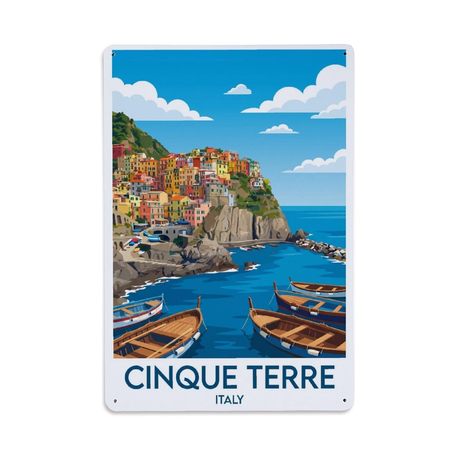 Huiyhb 8X12inch(20X30cm) Vintage Travel Cinque Terre Italy Refined Retry Metal Tin Sign
