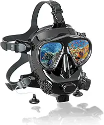 TUDIVING-Máscara de mergulho facial completa com suporte para câmera, equipamento de mergulho com snorkel e óculos de mergulho, Kit de mergulho adulto para tanque de mergulho de 1L/2L