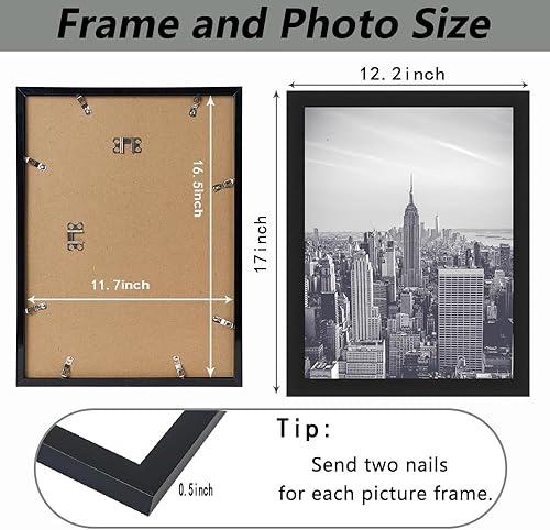 Miniatura 2 de RUN HELIX Marco de Fotos A3 Negro para Colgar en la Pared, Montaje en Pared Horizontal o Verticalmente, Marco de Fotos de Póster de Galería de Pared