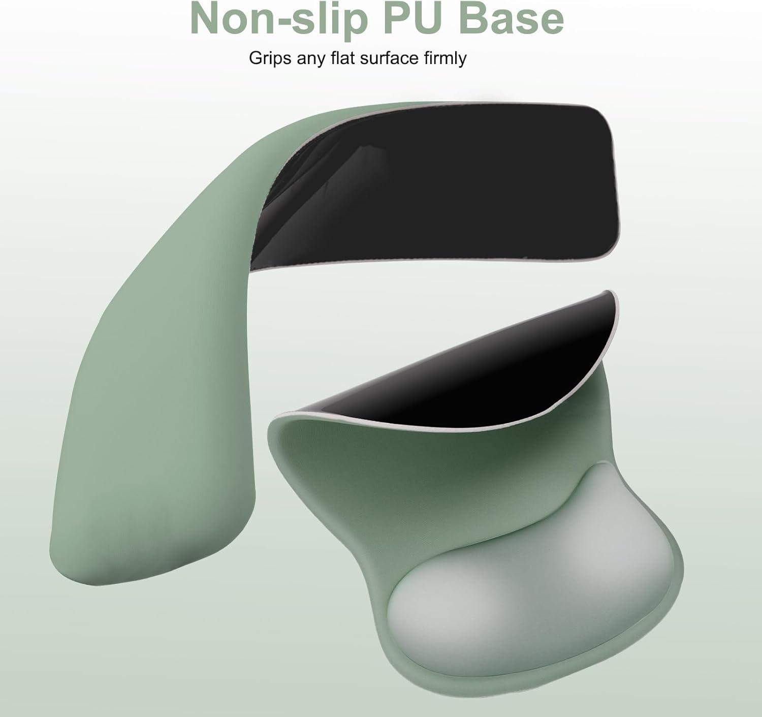 MOSISO Wrist Rest Support for Mouse Pad&Keyboard Set, Ergonomic Mousepad&Coaster, Non-Slip Base Home/Office Rectangular Easy Typing Cushion Pad with Soft Cloth&Curved Concave Memory Foam, Green - Image 5