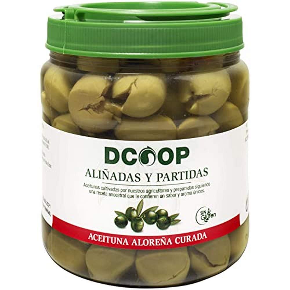 Aceitunas Verdes Aloreñas Aliñadas Partidas DCOOP Olivas 400 g