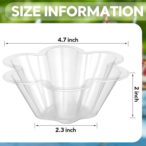 Miniatura 4 de Sratte 300 cuencos de plástico para helado, taza de helado desechable en forma de flor, taza de helado transparente de 8.5 onzas, recipientes de