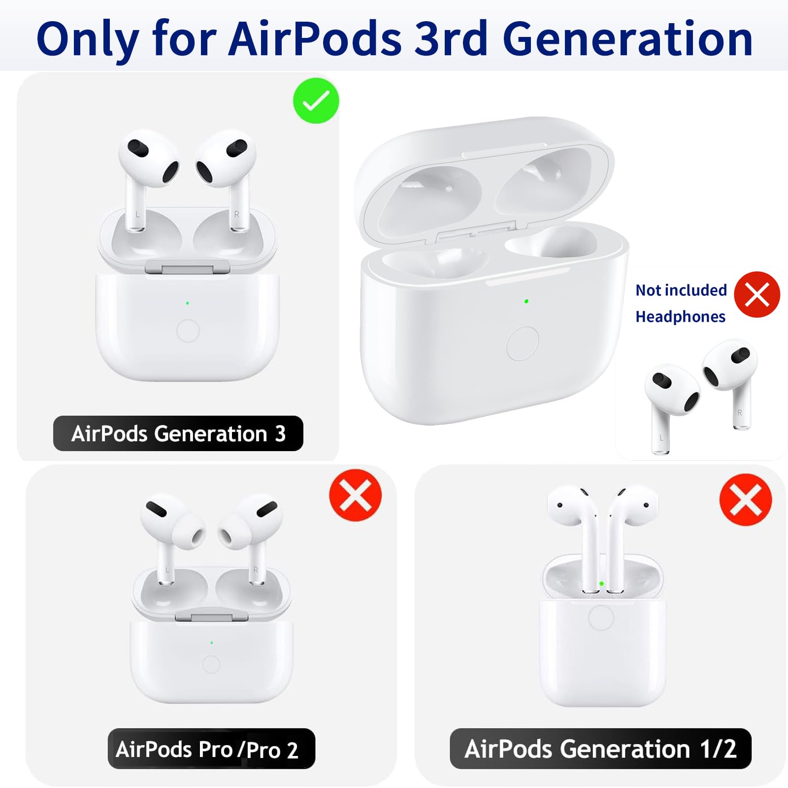 Compatible for AirPods 3 Charging Case Replacement AirPod 3rd