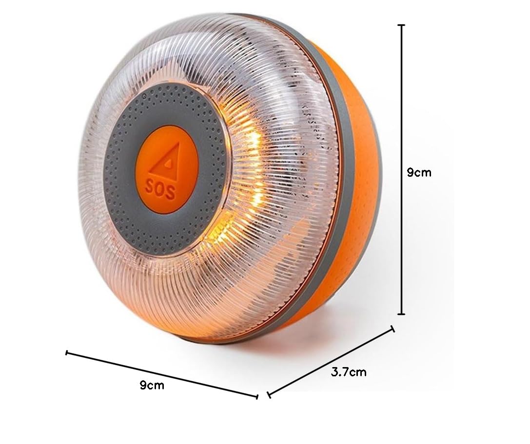 FlashLED SOS Luz de Emergencia V16 Conectada Obligatoria 2026 Homologada, Autorizada DGT, Tarjeta SIM y servicio hasta 2038, Base Imantada, Resistente Agua y Polvo IP54, Cobertura y Geolocalización x4