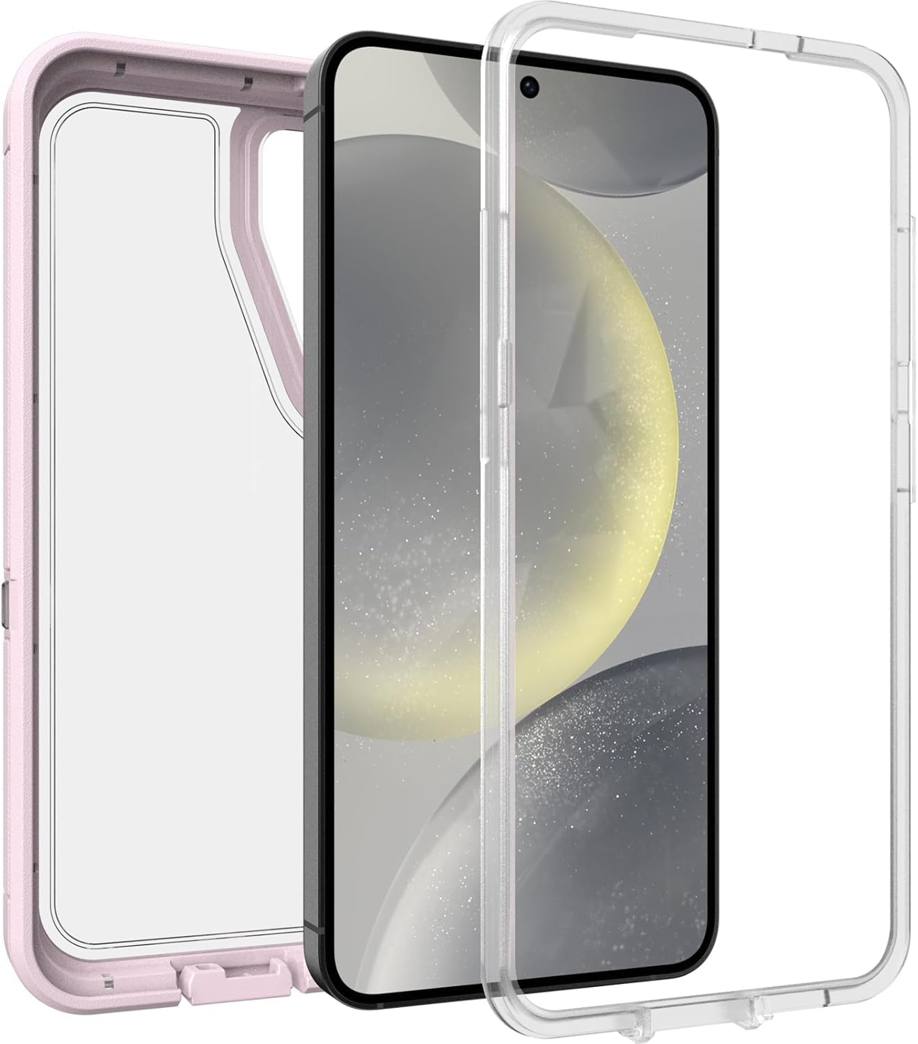 OtterBox Defender Series XT - Custodia trasparente per Samsung Galaxy S24 (trasparente/rosa), senza schermo, robusta, con cordino di fissaggio