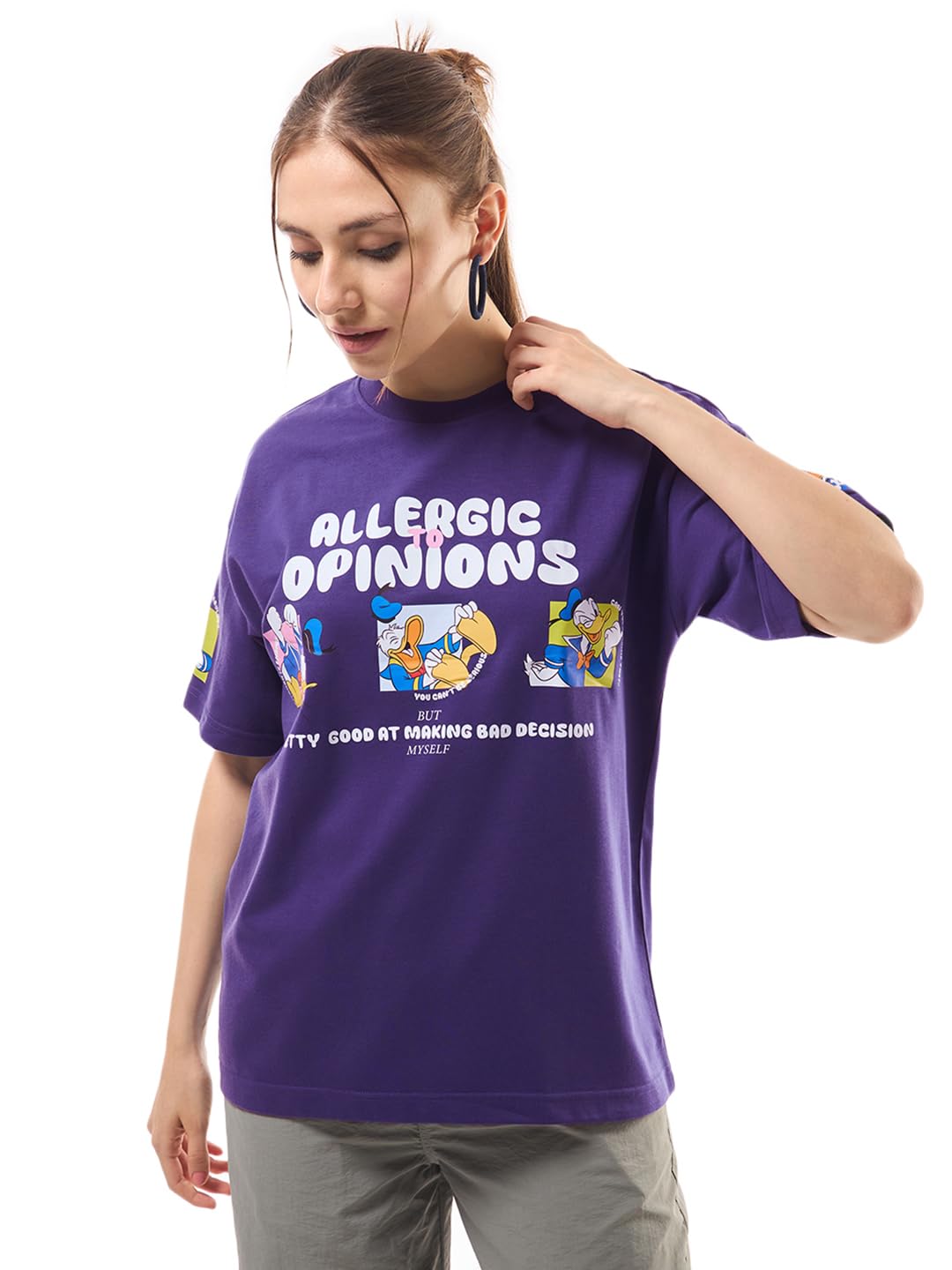 bewakoof X Disney Women's Printed Oversized Fit Half Sleeve Round Neck T-Shirt | | Lightweight | Multipurpose-picture-38