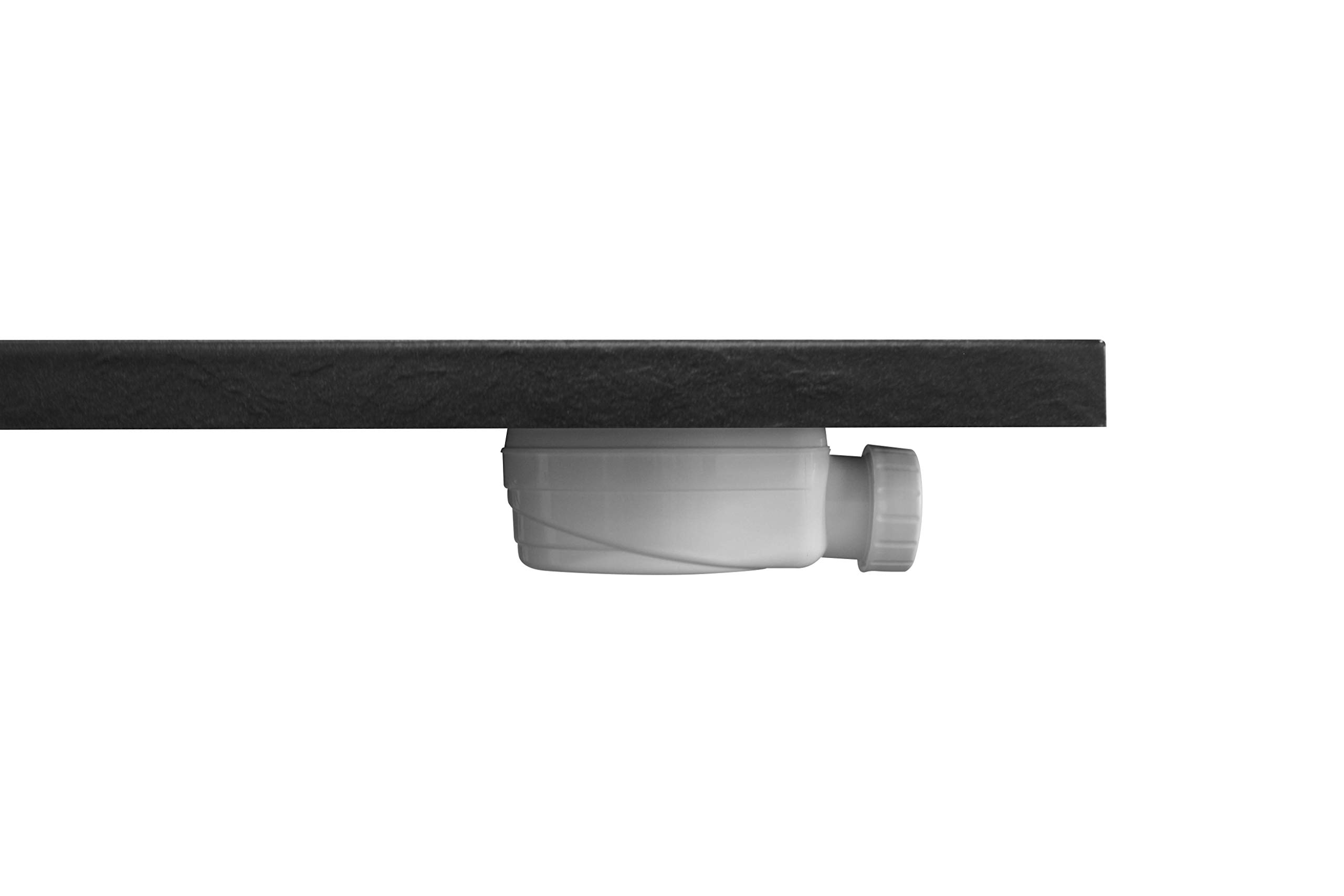 ew-haustechnik - Desagüe para ducha (plano, 90 mm de diámetro, horizontal), color negro