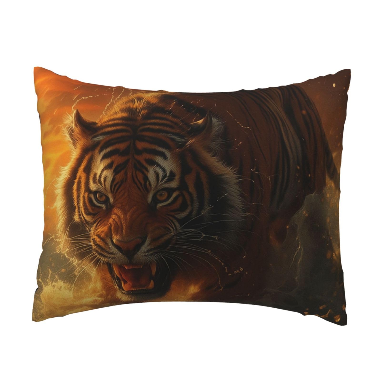 Majestic Tiger at Sunset Pillowcase Soft Plush with Zipper Decorative Pillowcovers 16x20 in