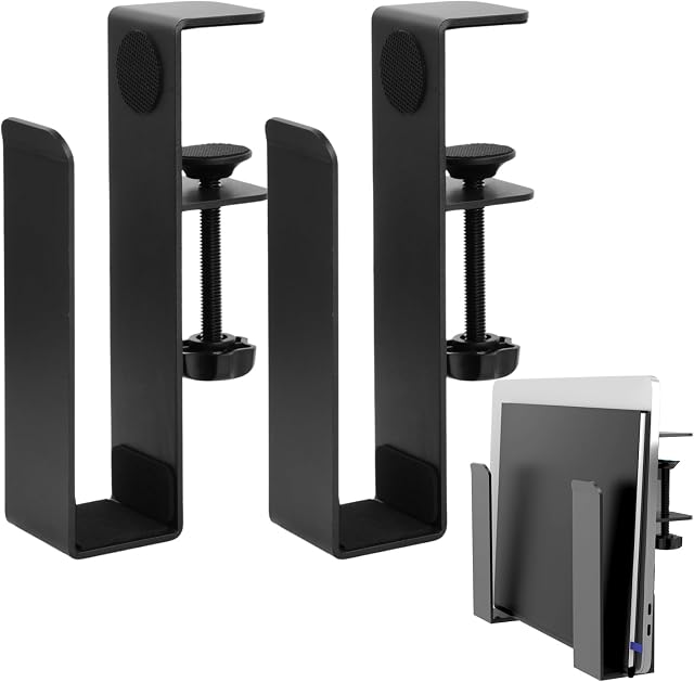 No-Drill Desk Side Laptop Mount, Adjustable Metal Hanging Stand, Space-Saving Holder for Laptops, Books, Documents & Cables